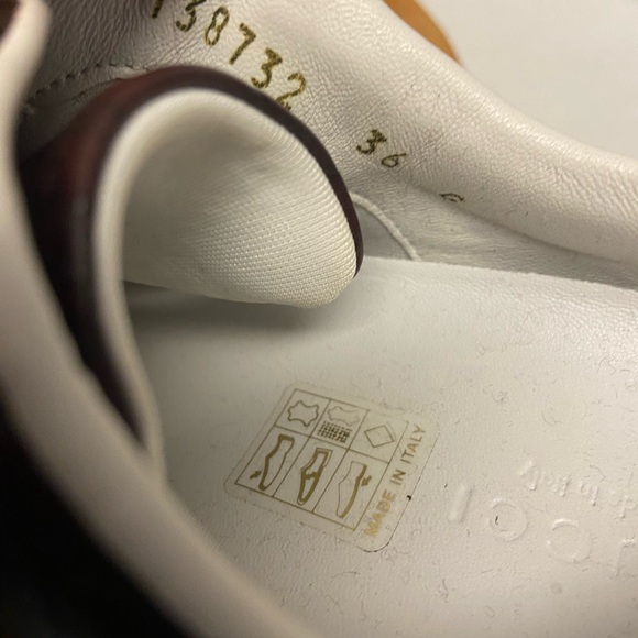 Gucci Brown Leather Monogram Embossed sneakers Sz:6 - Picture 7 of 10